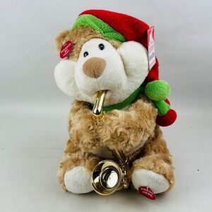 Cuddle‎ Barn Christmas Cheeks Animated Saxophone Bear Musical Light Up Plush